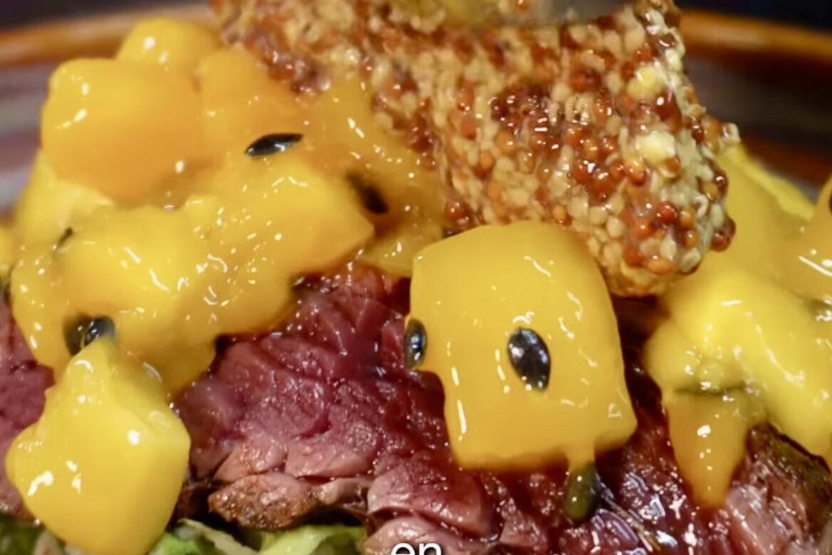 longhaas met andijvie en mango